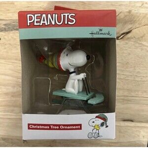 PEANUTS 2021 Hallmark SNOOPY On Sled Christmas Ornament NEW In Box